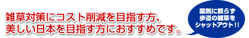 雑草対策にコスト削減を目指す方、美しい日本を目指す方におすすめです。